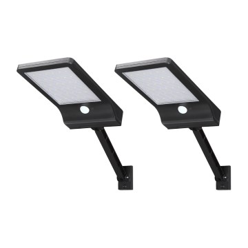 Aigostar - KOMPLEKT 2x LED päikesepaneeliga tänavavalgusti anduriga LED/3W/3,7V1800 mAh IP44 3000/4000/5000K + kaugjuhtimispult