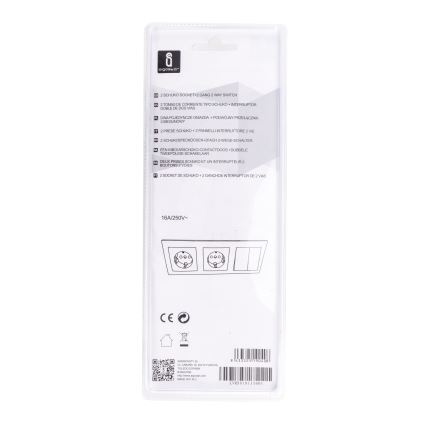Aigostar - KOMPLEKT 2x Pistikupesa koos lülitiga 2x16A/250V