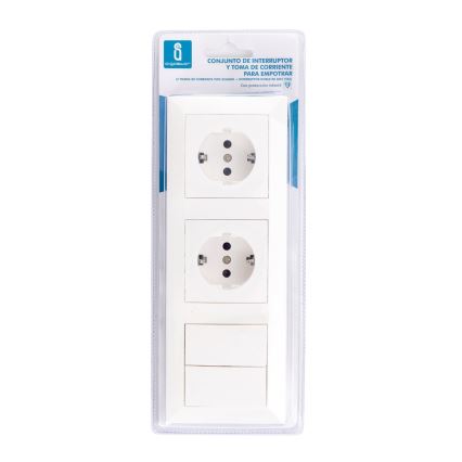 Aigostar - KOMPLEKT 2x Pistik lülitiga 2x16A/250V SCHUKO