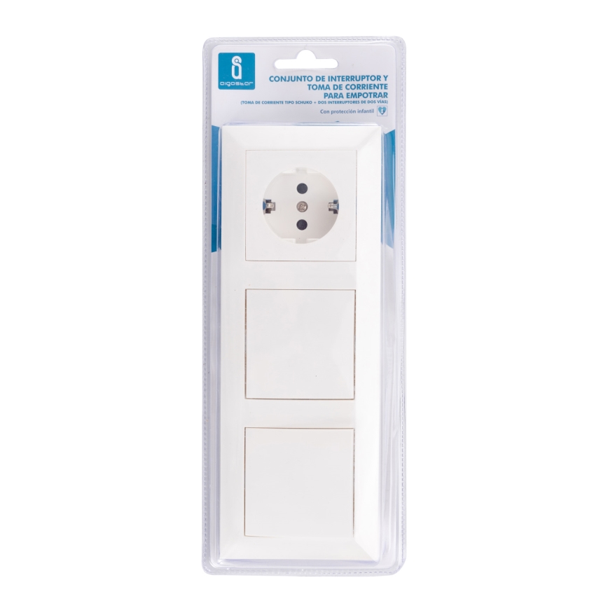 Aigostar - KOMPLEKT 2x seinalüliti koos 1x16A/250V SCHUKO pistikupesaga