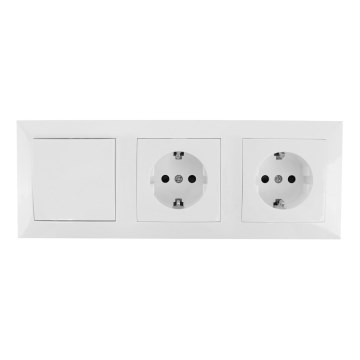 Aigostar - KOMPLEKT 2x seinapistikupesa koos lülitiga 2x16A/250V SCHUKO