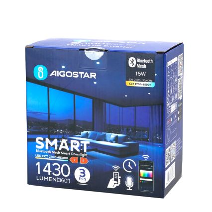 Aigostar - KOMPLEKT 3x LED Hämardatav süvistatav valgusti MESH LED/15W/230V 2700K-6500K d. 17cm