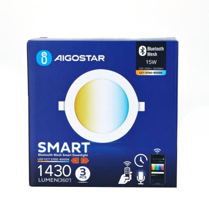 Aigostar - KOMPLEKT 3x LED Hämardatav süvistatav valgusti MESH LED/15W/230V 2700K-6500K d. 17cm