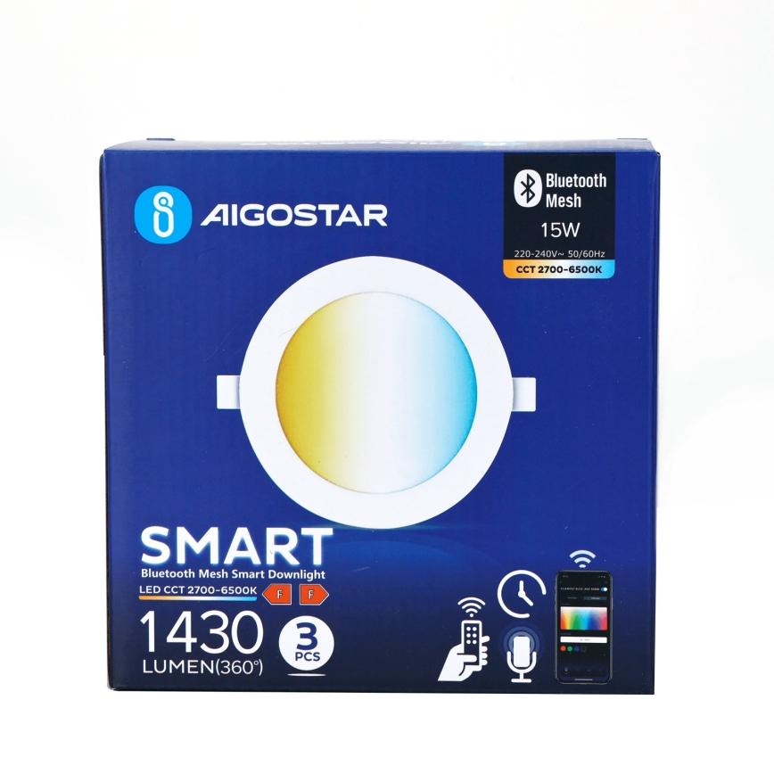Aigostar - KOMPLEKT 3x LED Hämardatav süvistatav valgusti MESH LED/15W/230V 2700K-6500K d. 17cm