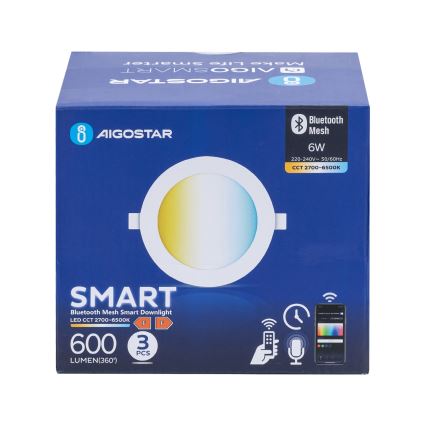 Aigostar - KOMPLEKT 3x LED Hämardatav süvistatav valgusti MESH LED/6W/230V 2700K-6500K d. 11,5cm