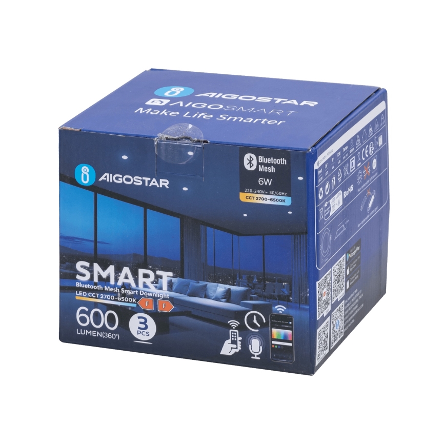 Aigostar - KOMPLEKT 3x LED Hämardatav süvistatav valgusti MESH LED/6W/230V 2700K-6500K d. 11,5cm