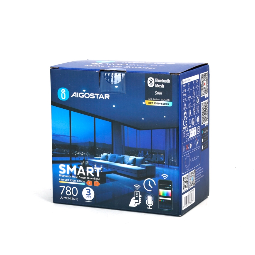 Aigostar - KOMPLEKT 3x LED Hämardatav süvistatav valgusti MESH LED/9W/230V 2700K-6500K d. 14,5 cm