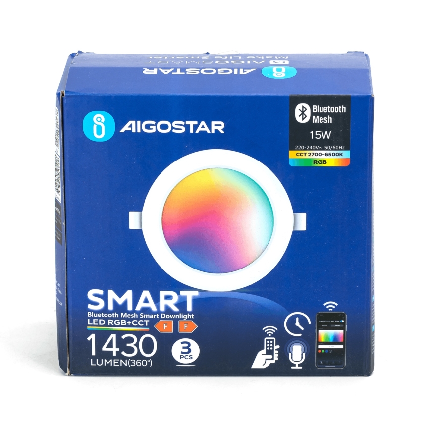 Aigostar - KOMPLEKT 3x LED RGB Hämardatav süvistatav valgusti MESH LED/15W/230V 2700K-6500K d. 17cm
