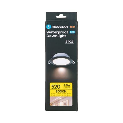 Aigostar - KOMPLEKT 3x LED Süvistatav välivalgusti LED/4,8W/230V 3000K IP65 must