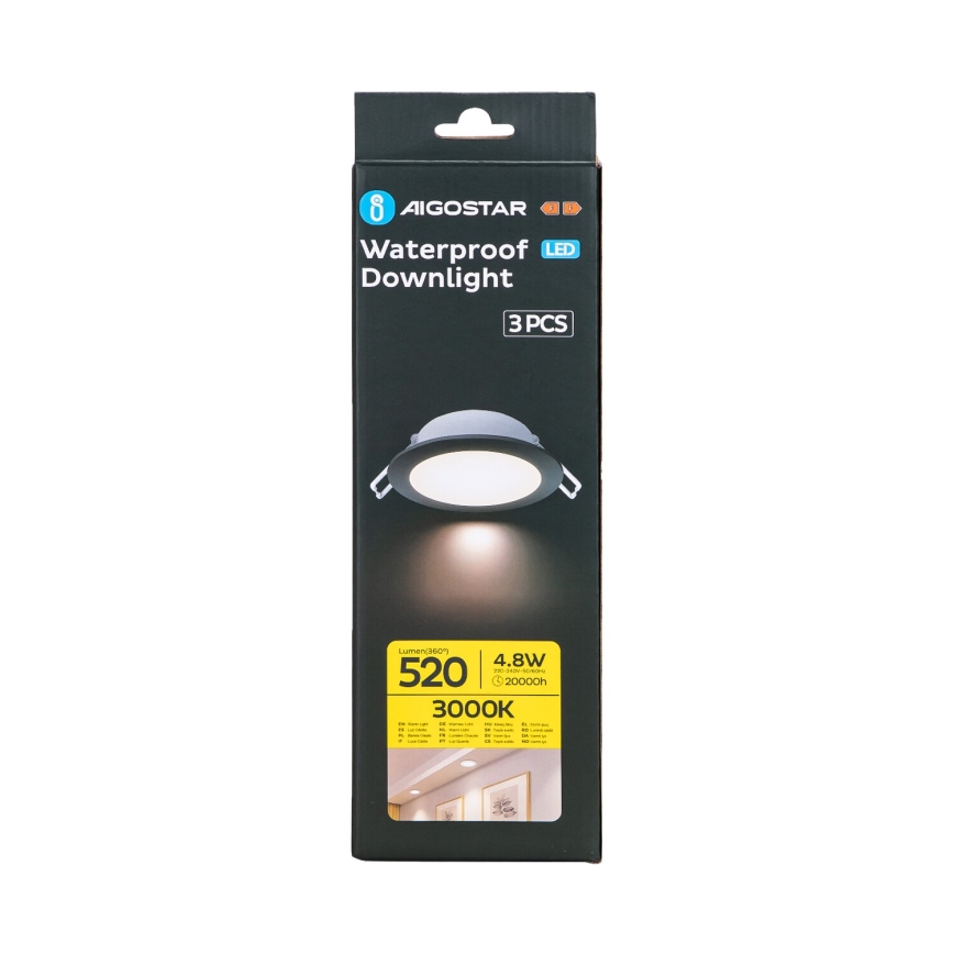 Aigostar - KOMPLEKT 3x LED Süvistatav välivalgusti LED/4,8W/230V 3000K IP65 must