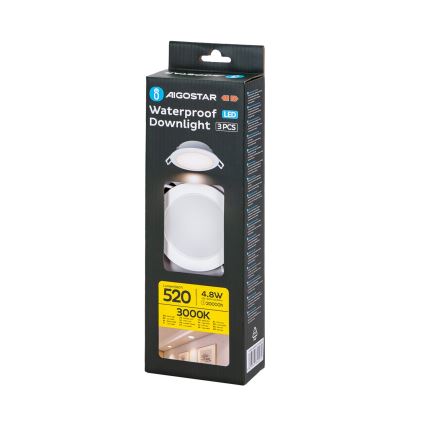 Aigostar - KOMPLEKT 3x LED Süvistatav välivalgusti LED/4,8W/230V 3000K IP65 valge