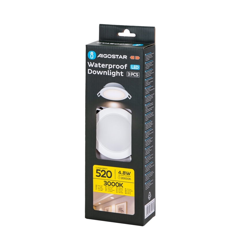 Aigostar - KOMPLEKT 3x LED Süvistatav välivalgusti LED/4,8W/230V 3000K IP65 valge