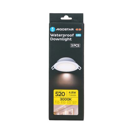 Aigostar - KOMPLEKT 3x LED Süvistatav välivalgusti LED/4,8W/230V 3000K IP65 valge