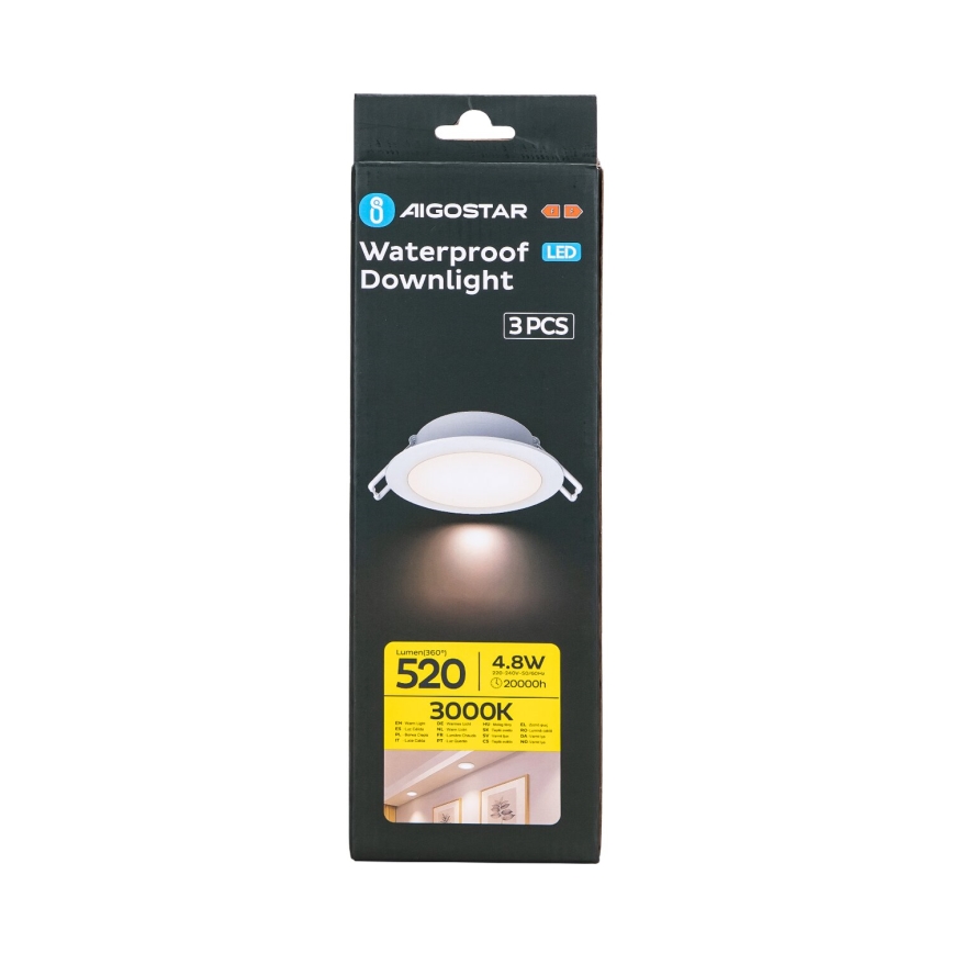 Aigostar - KOMPLEKT 3x LED Süvistatav välivalgusti LED/4,8W/230V 3000K IP65 valge