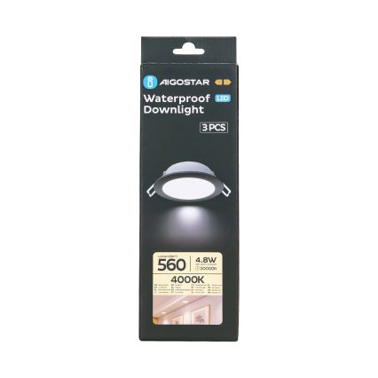 Aigostar - KOMPLEKT 3x LED Süvistatav välivalgusti LED/4,8W/230V 4000K IP65 must