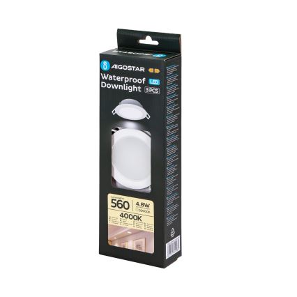 Aigostar - KOMPLEKT 3x LED Süvistatav välivalgusti LED/4,8W/230V 4000K IP65 valge