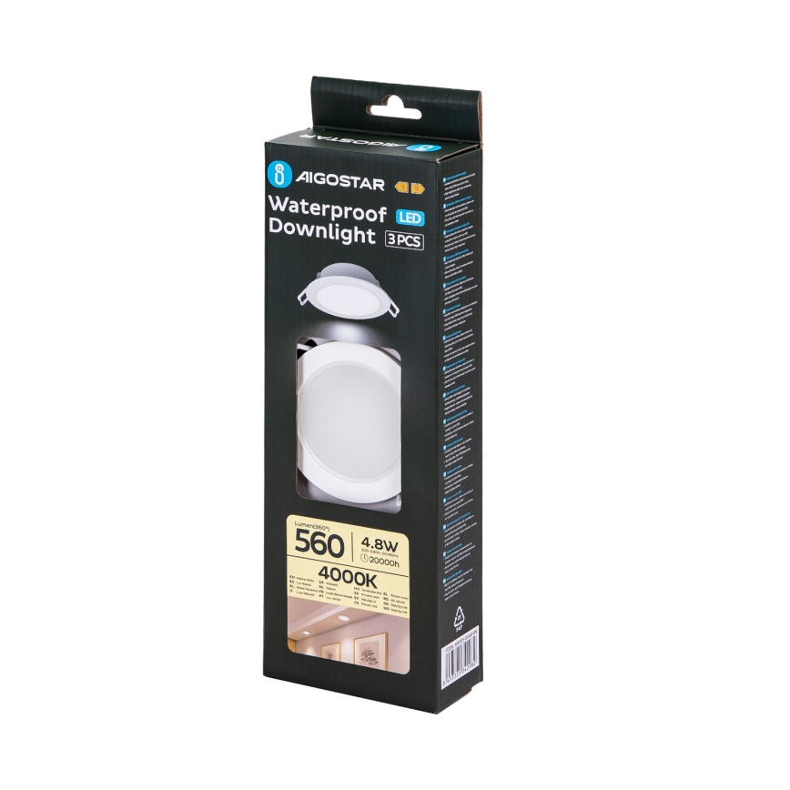 Aigostar - KOMPLEKT 3x LED Süvistatav välivalgusti LED/4,8W/230V 4000K IP65 valge