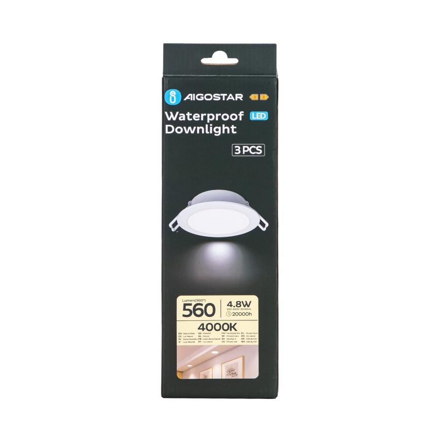 Aigostar - KOMPLEKT 3x LED Süvistatav välivalgusti LED/4,8W/230V 4000K IP65 valge