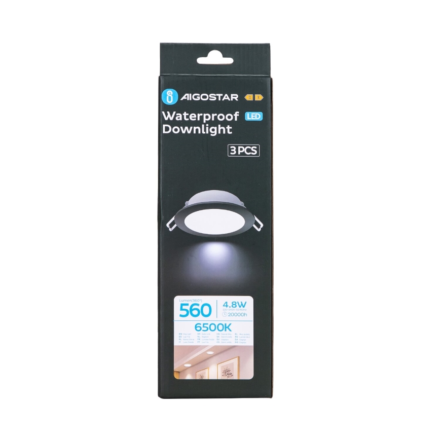 Aigostar - KOMPLEKT 3x LED Süvistatav välivalgusti LED/4,8W/230V 6500K IP65 must