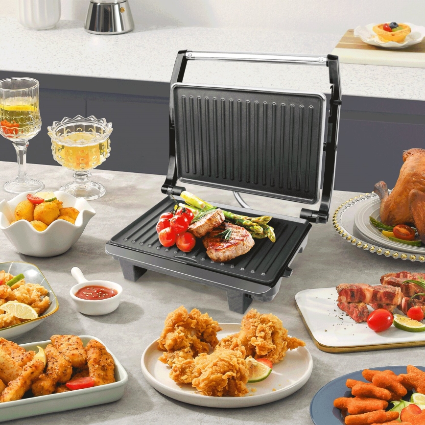 Aigostar - Kontaktgrill 1000W/230V must/matt kroom