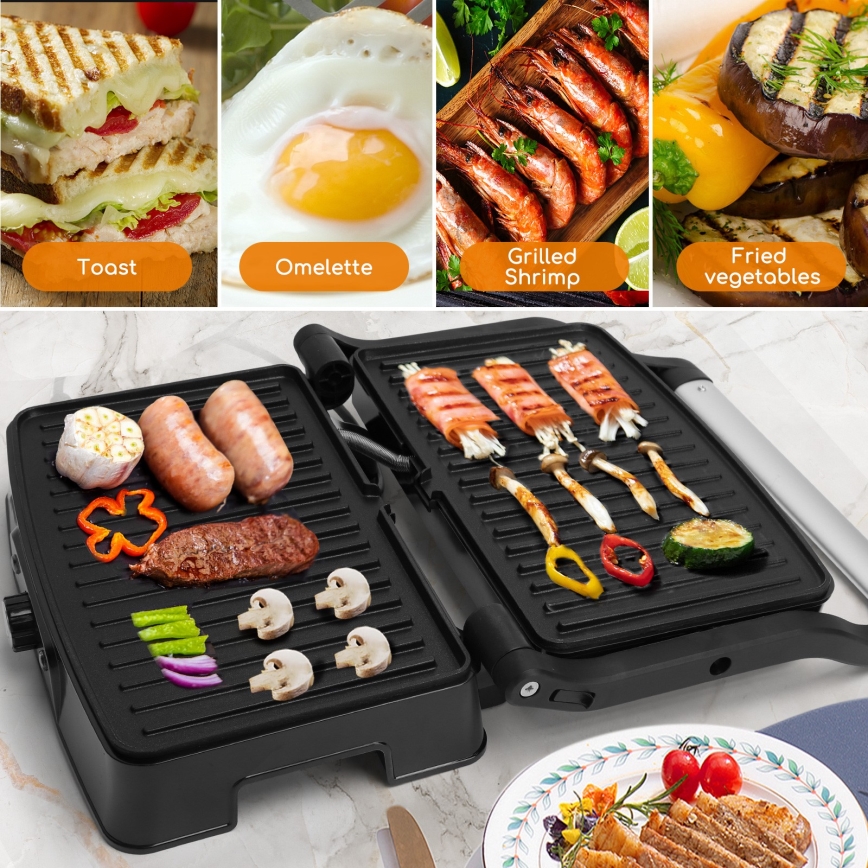 Aigostar - Kontaktgrill 1500W/230V matt kroom/must