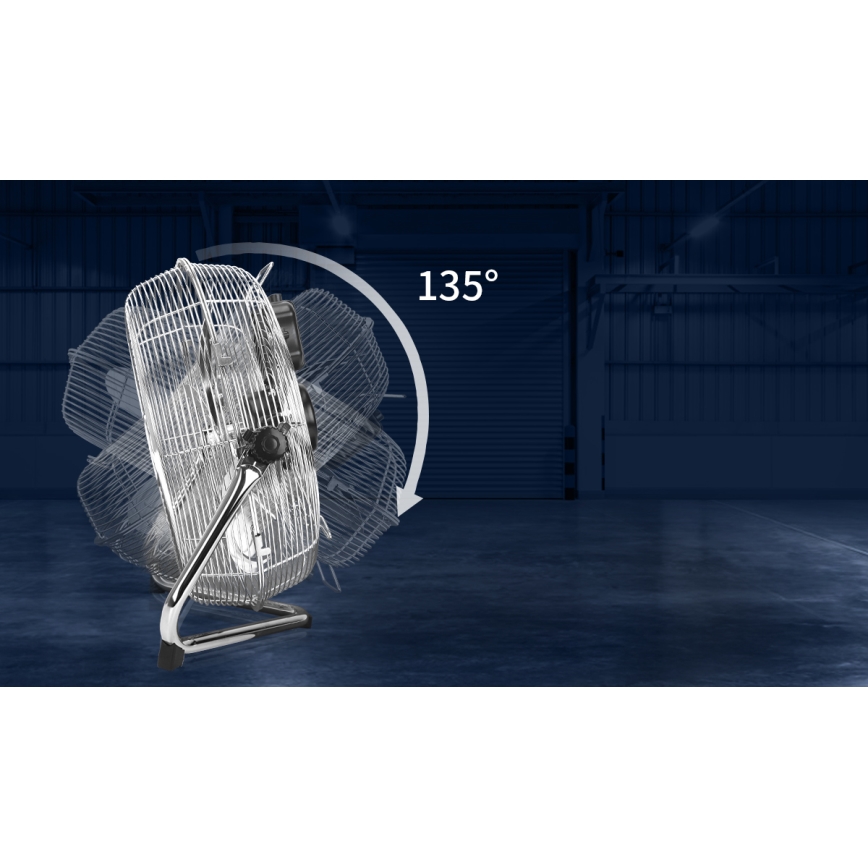 Aigostar - Põrandatuuluti 100 W / 230 V, läbimõõt 54 cm, läikiv kroom