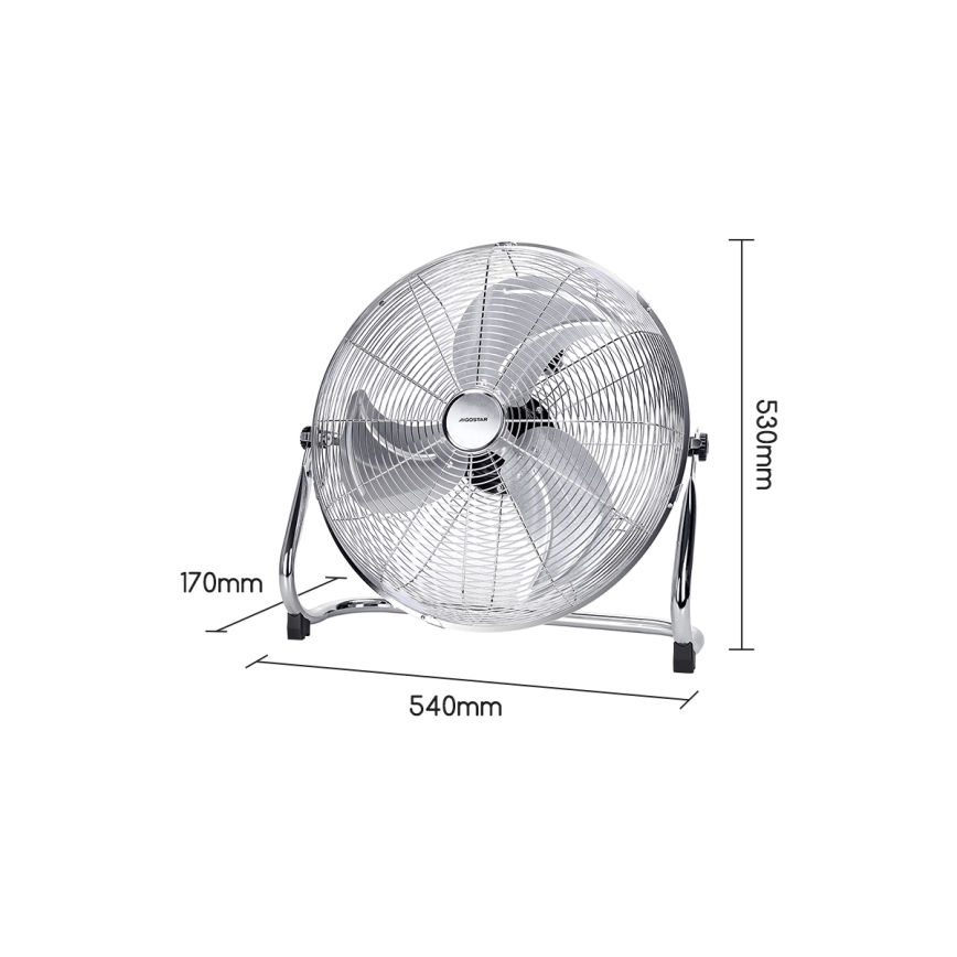 Aigostar - Põrandatuuluti 100 W / 230 V, läbimõõt 54 cm, läikiv kroom