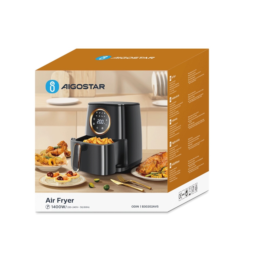 Aigostar - Kuumaõhufritüür 1400W/230V 4,2l must
