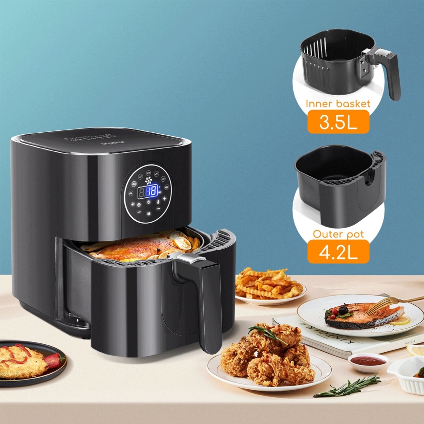 Aigostar - Kuumaõhufritüür 1500W/230V 3,5l must