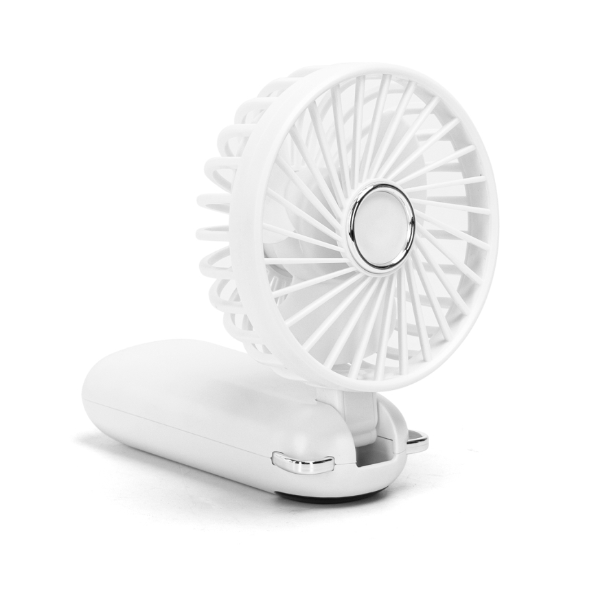Aigostar - Laetav käes hoitav ventilaator 4W/5V 1200mAh valge