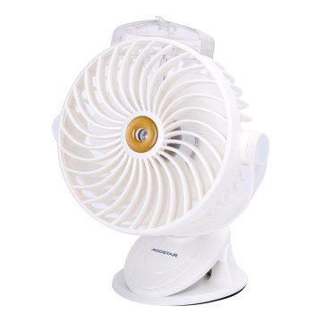 Aigostar - Laetav lauaventilaator klambriga 2W/5V 2400mAh USB valge