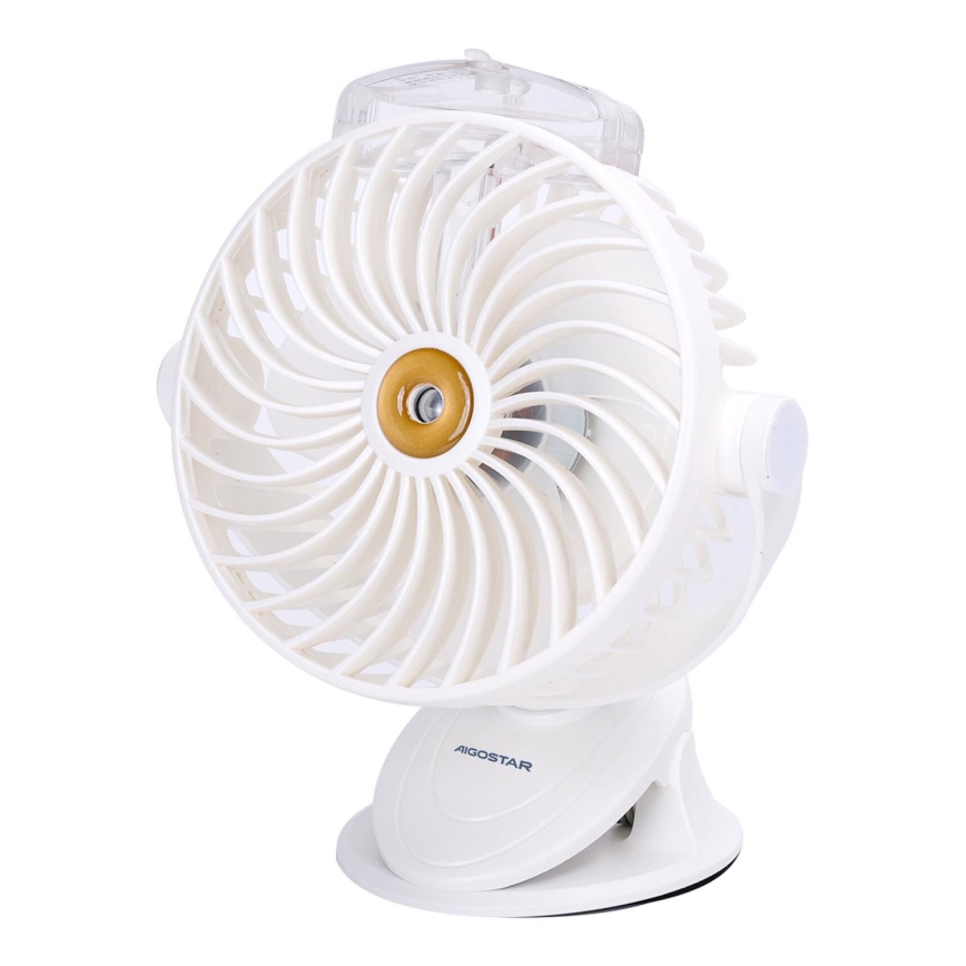 Aigostar - Laetav lauaventilaator klambriga 2W/5V 2400mAh USB valge