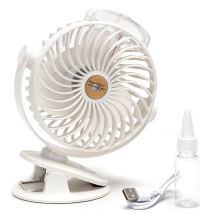 Aigostar - Laetav lauaventilaator klambriga 2W/5V 2400mAh USB valge