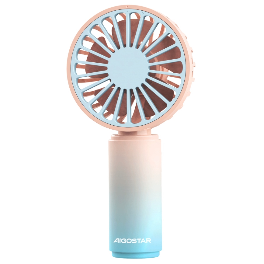 Aigostar - Laetav taskuventilaator 3W/5V 500mAh USB roosa/sinine