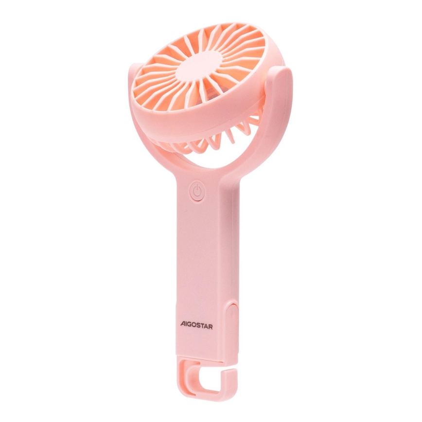 Aigostar - Laetav taskuventilaator 4,5W/3,7V 1200mAh USB roosa