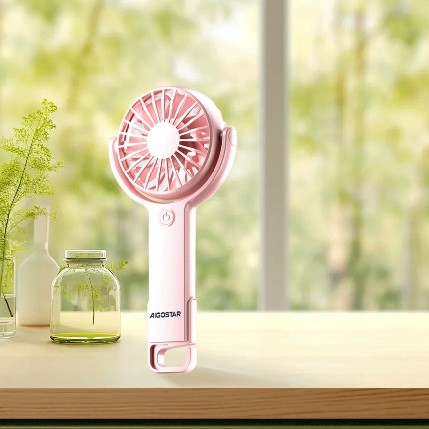 Aigostar - Laetav taskuventilaator 4,5W/3,7V 1200mAh USB roosa