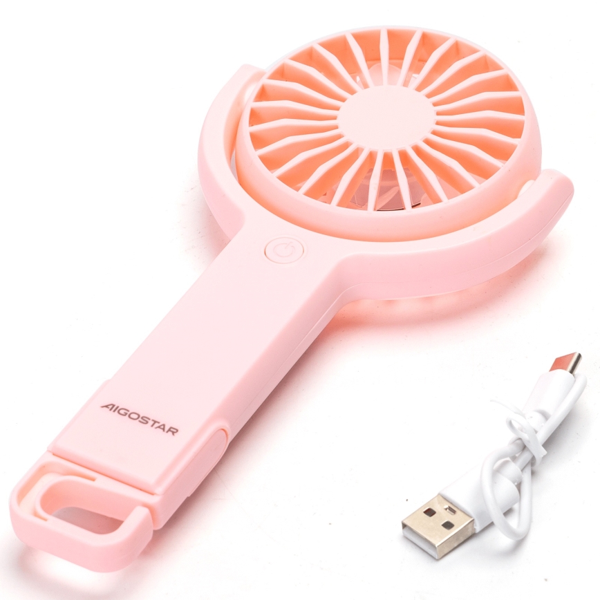 Aigostar - Laetav taskuventilaator 4,5W/3,7V 1200mAh USB roosa
