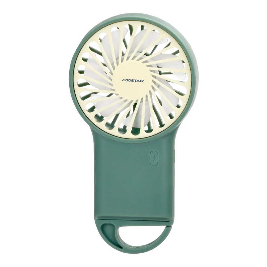Aigostar - Laetav taskuventilaator 4W/5V 500mAh USB roheline