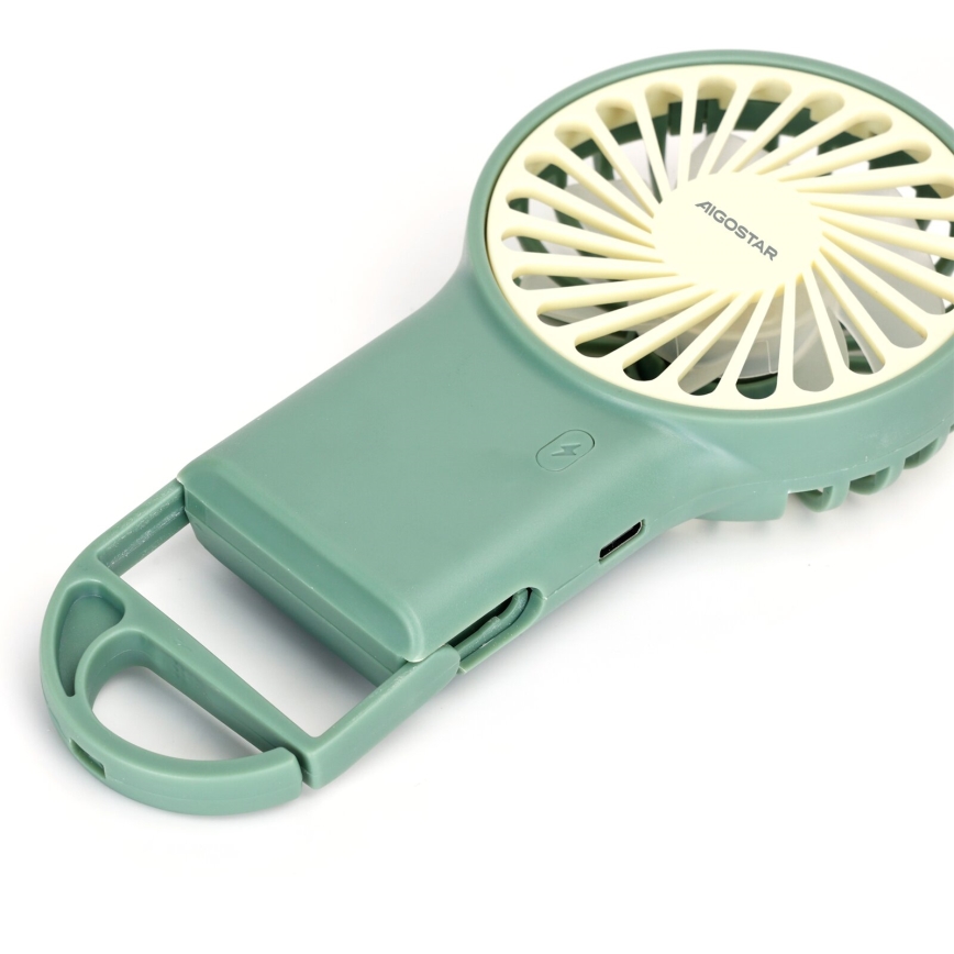 Aigostar - Laetav taskuventilaator 4W/5V 500mAh USB roheline