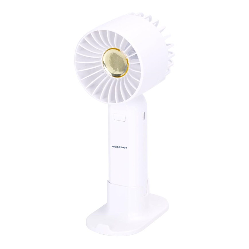 Aigostar - Laetav taskuventilaator 4W/5V 500mAh USB valge