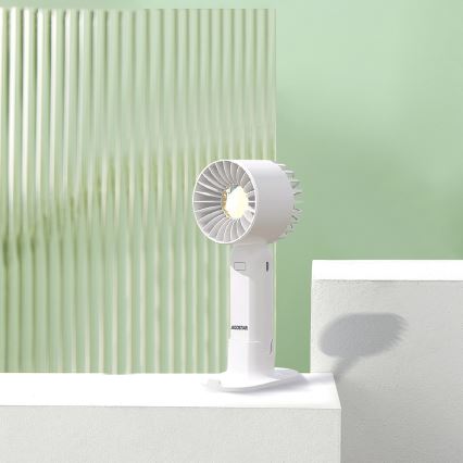Aigostar - Laetav taskuventilaator 4W/5V 500mAh USB valge