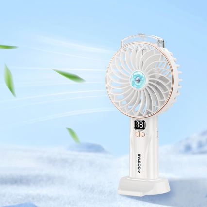 Aigostar - Laetav taskuventilaator 5W/5V 2400mAh USB valge