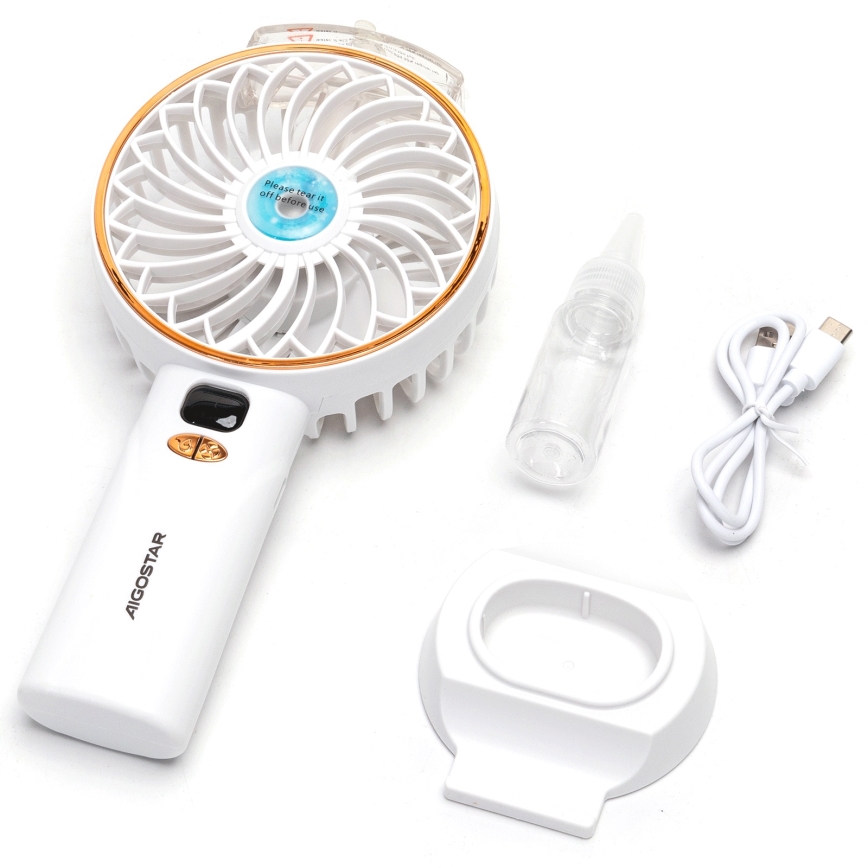 Aigostar - Laetav taskuventilaator 5W/5V 2400mAh USB valge