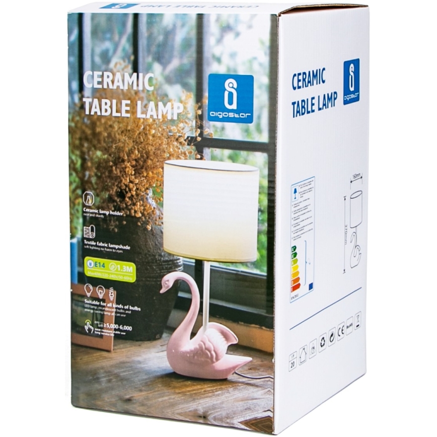 Aigostar - Lamp lastele 1xE14/40W/230V swan roosa
