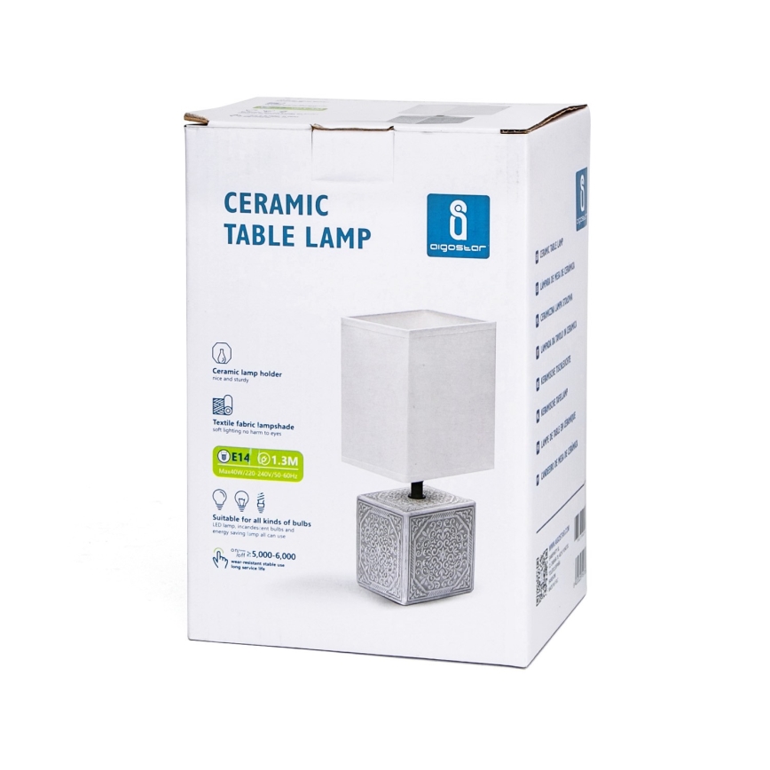 Aigostar - Laualamp 1xE14/40W/230V hall/valge