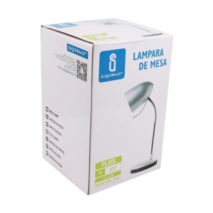 Aigostar - Laualamp 1xE27/36W/230V hõbedane/läikiv kroom