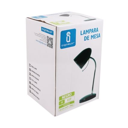 Aigostar - Laualamp 1xE27/36W/230V must/läikiv kroom