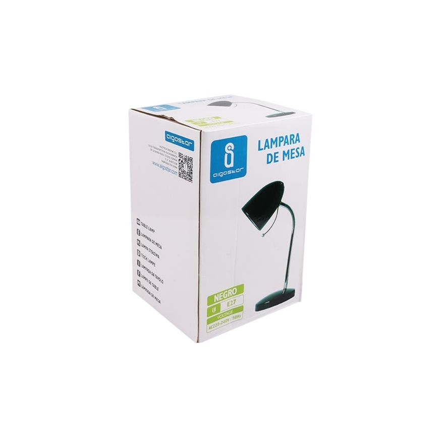 Aigostar - Laualamp 1xE27/36W/230V must/läikiv kroom