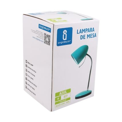 Aigostar - Laualamp 1xE27/36W/230V sinine/läikiv kroom