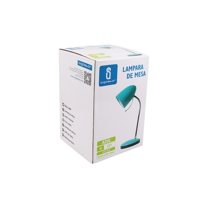 Aigostar - Laualamp 1xE27/36W/230V sinine/läikiv kroom